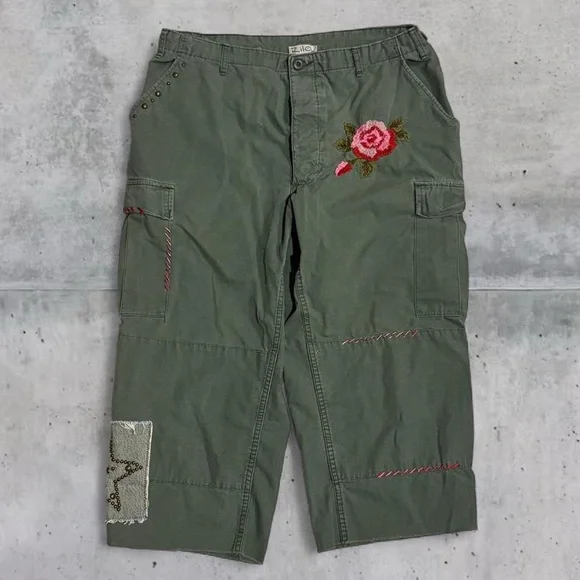 Vintage Y2K Riley Upcycled Military Cargo Pants Crop Boyfriend Cut